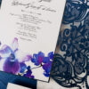 orchid laser cut wedding invitation