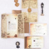 gold lace on vintage card with wax stamp and seals
