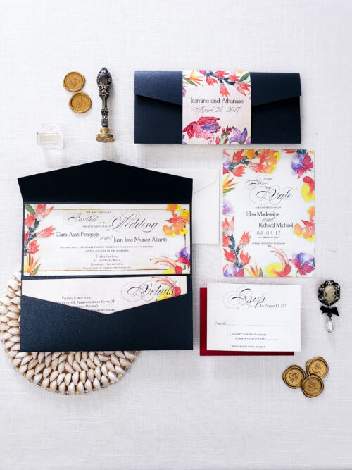 elegant tropical wedding invitation