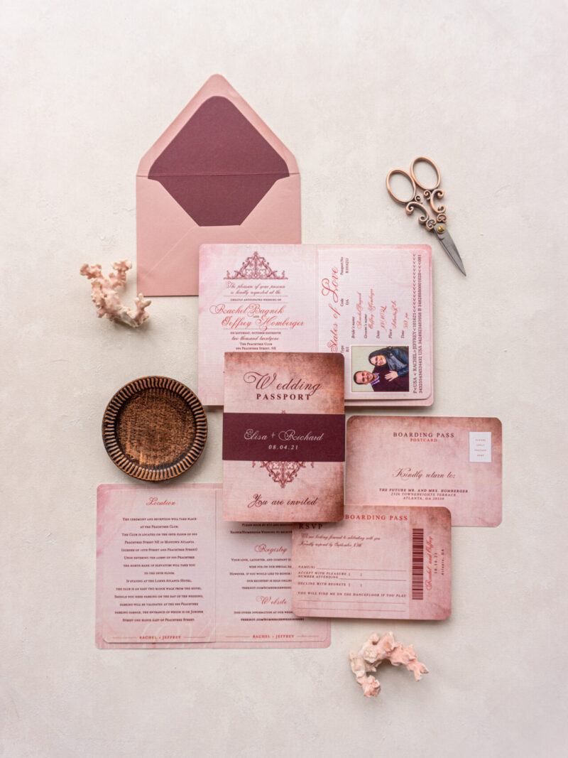 wedding invitation passport destination wedding