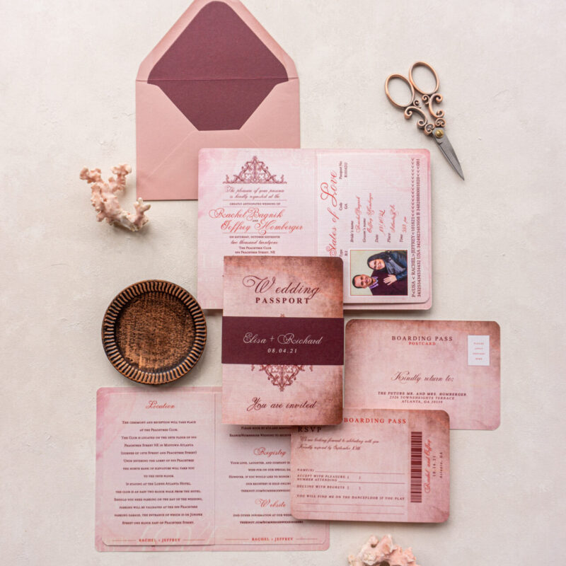 wedding invitation passport destination wedding