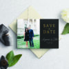 save the date with couple photo on invitation with envelope