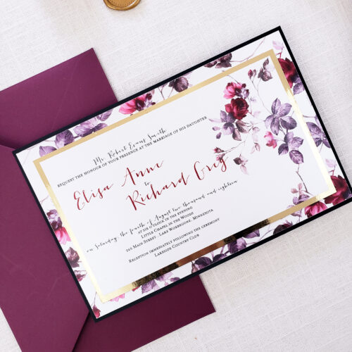 burgundy moody wedding card