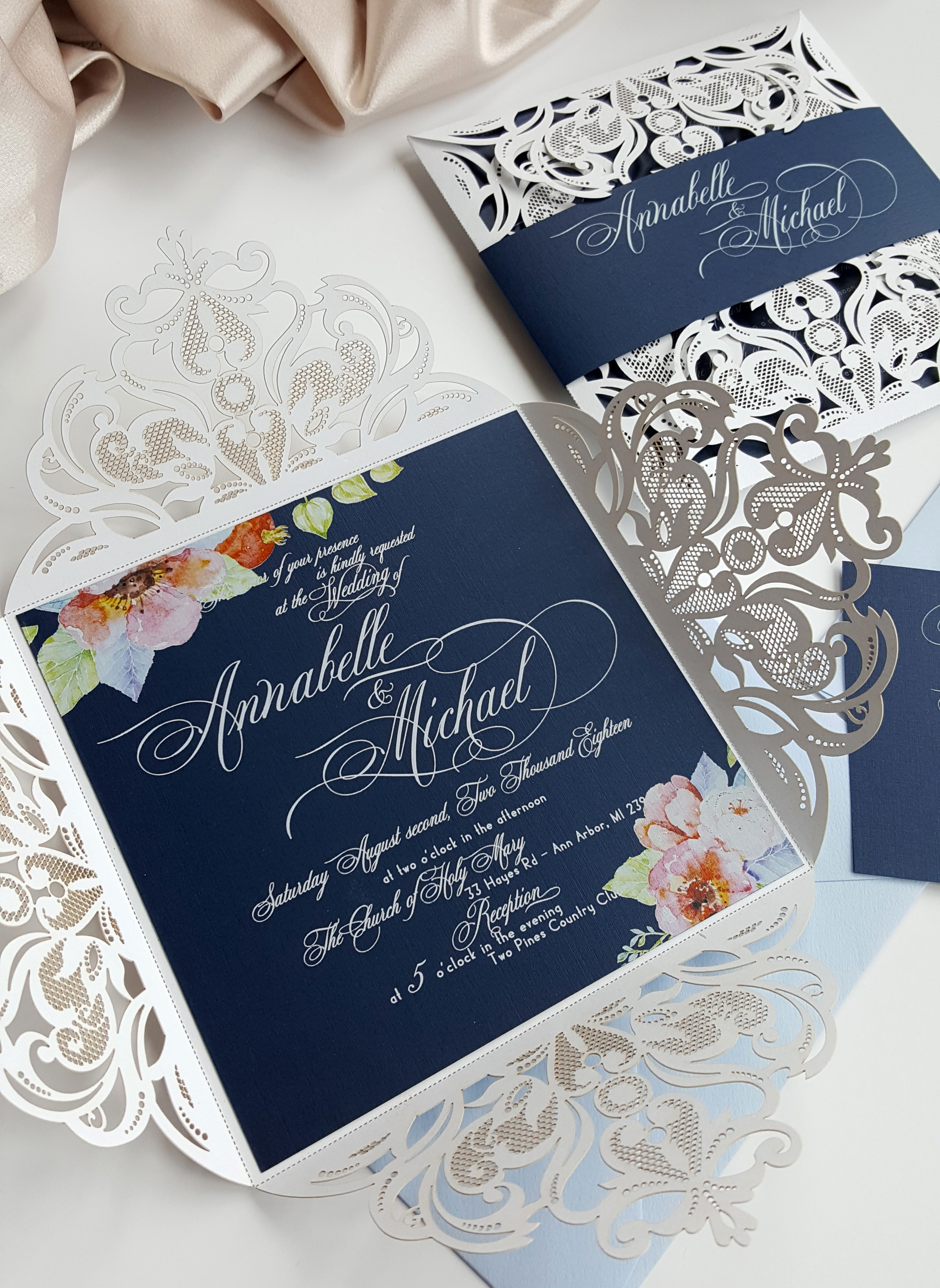 Elegant Wedding Invitation Floral Wedding Invites