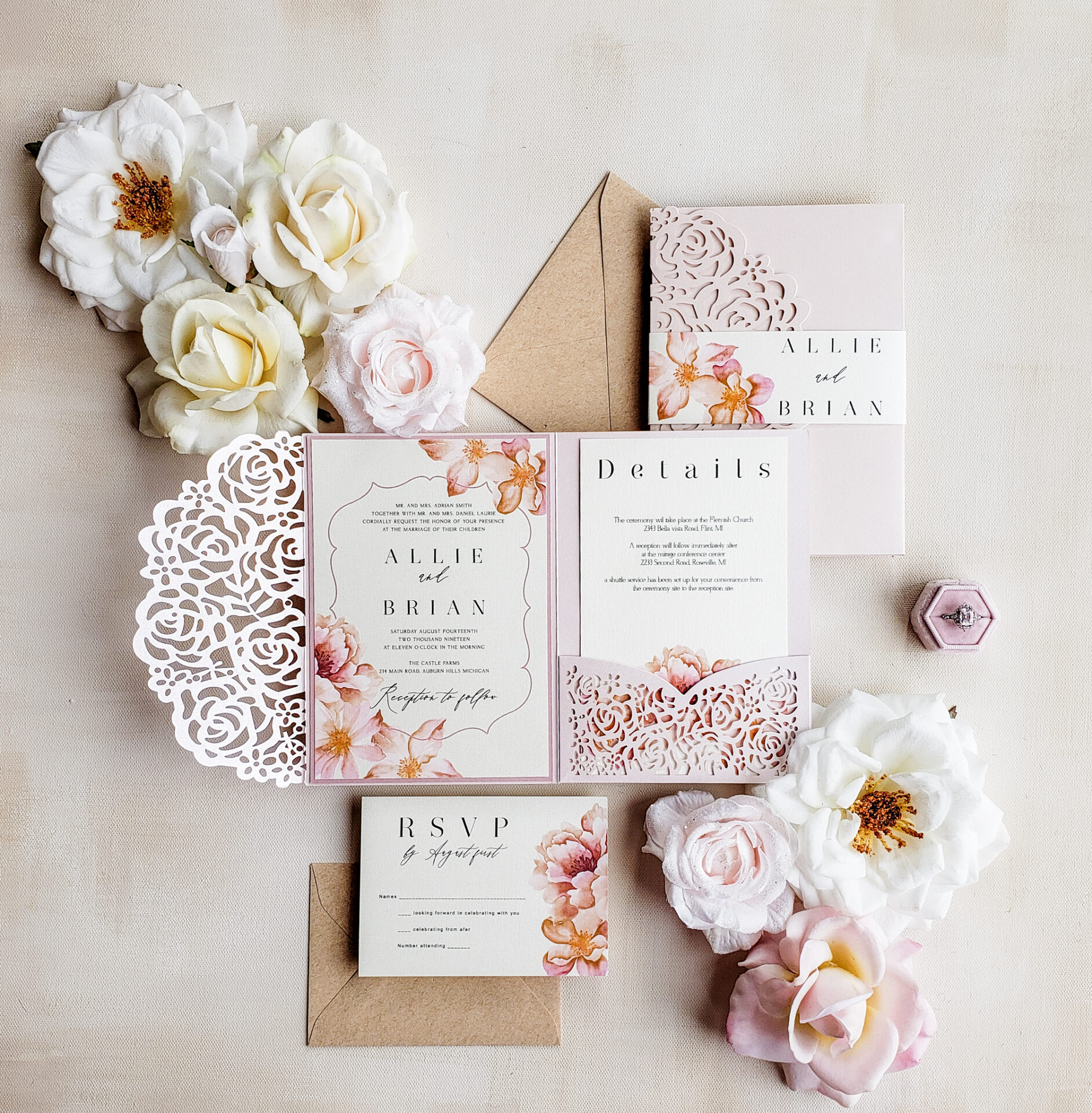 Invitatie design floral romantic 40187 • Cataloginvitatii