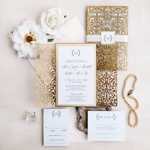 Gold Wedding Invitation, Royal Wedding Invitation