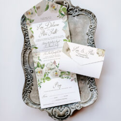 All-in-one wedding invitations featuring seal and send designs and folded invitations with QR codes, perfect for a modern and affordable wedding.