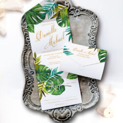 seal and send passionate wedding invitation on tray