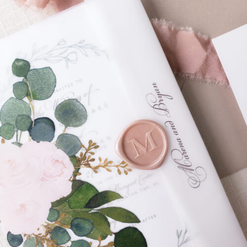 floral vellum wedding invitations