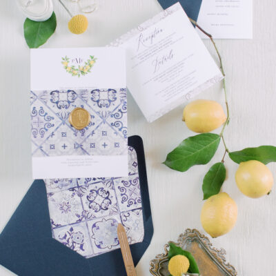 modern wedding invites, wedding invitation suite with lemons, italian inspired invitations