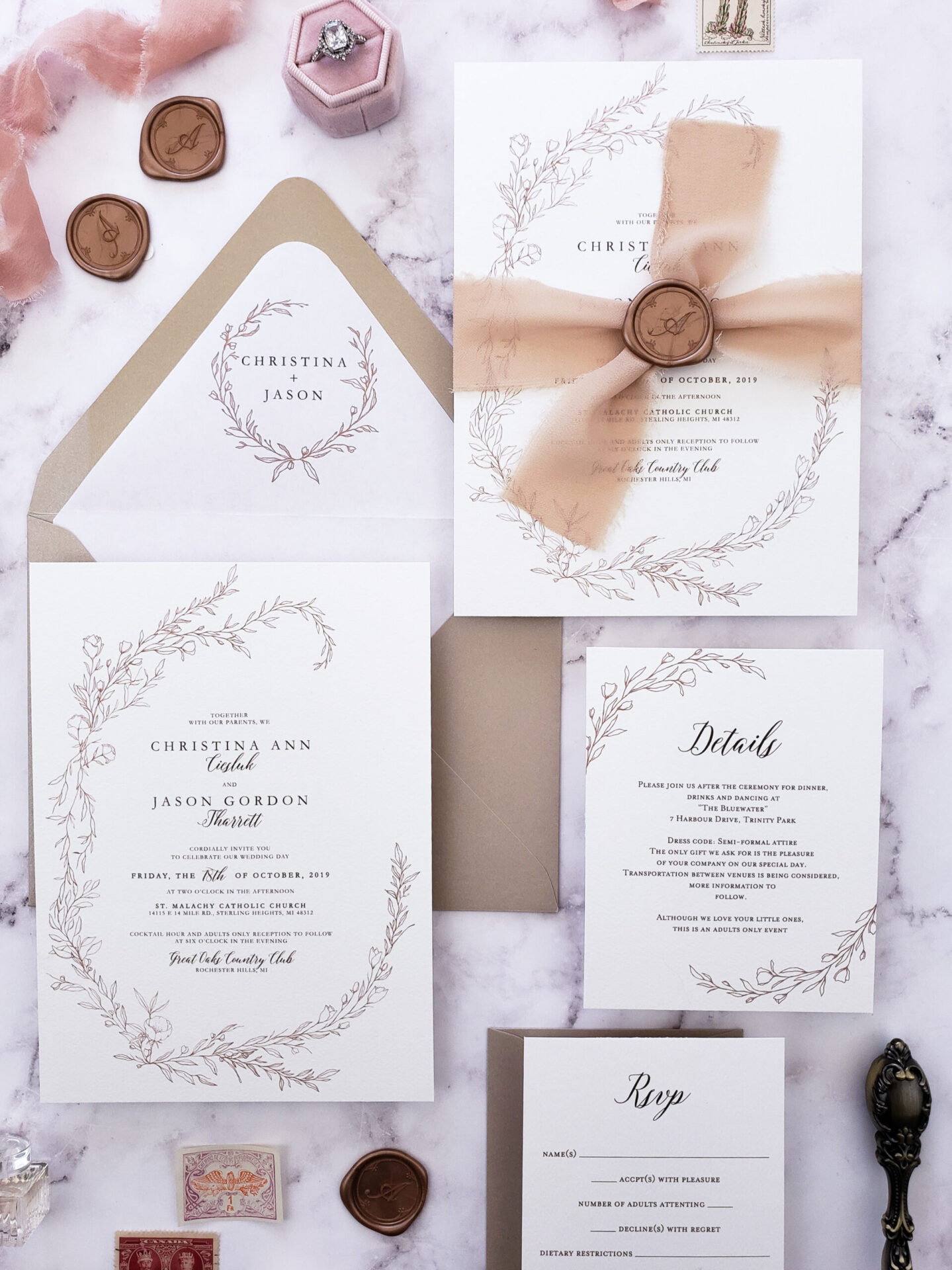 wax seal wedding invitation