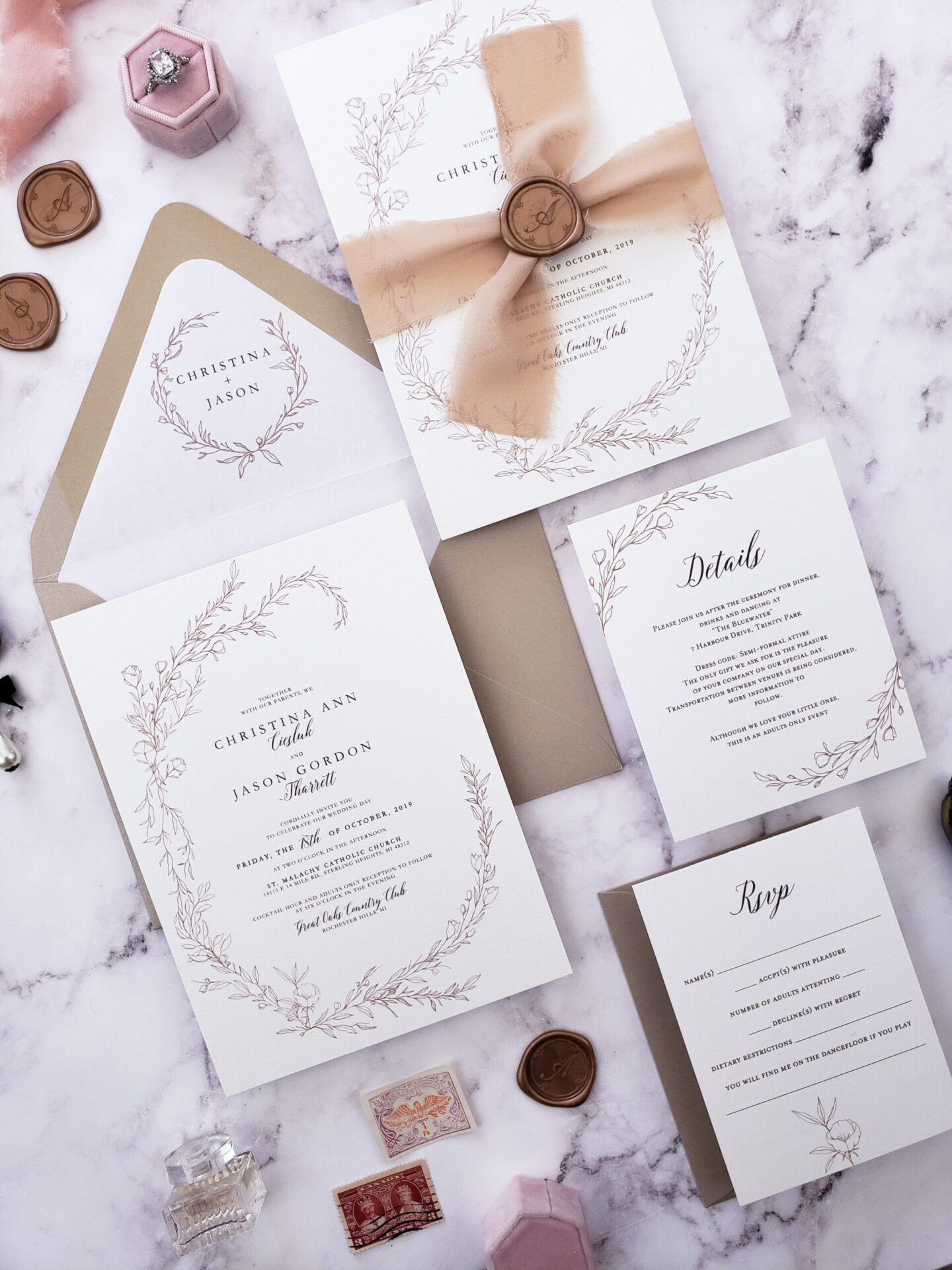 laurel wedding invitation