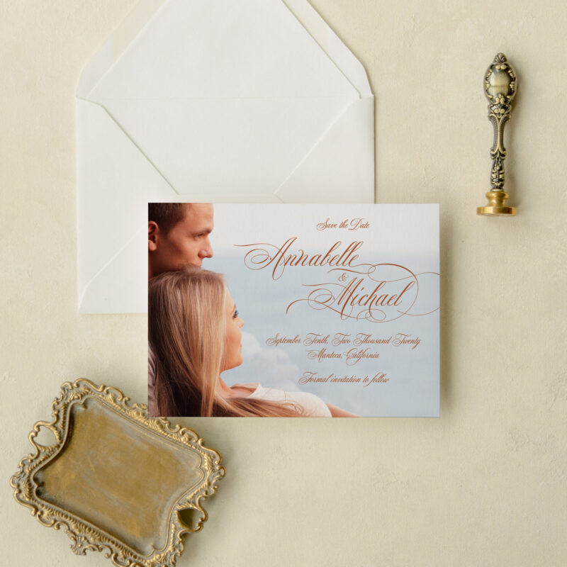 Save the date card - Belladonna design