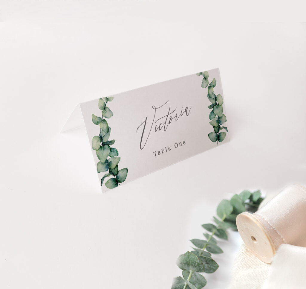placecard with ferns