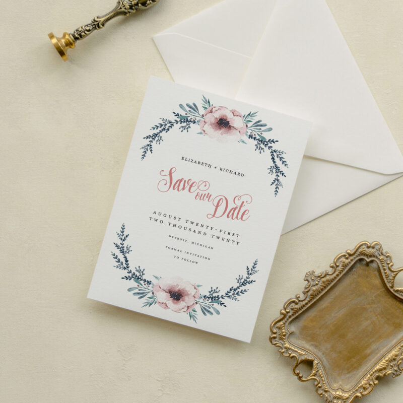 Save the date card - Anemone design