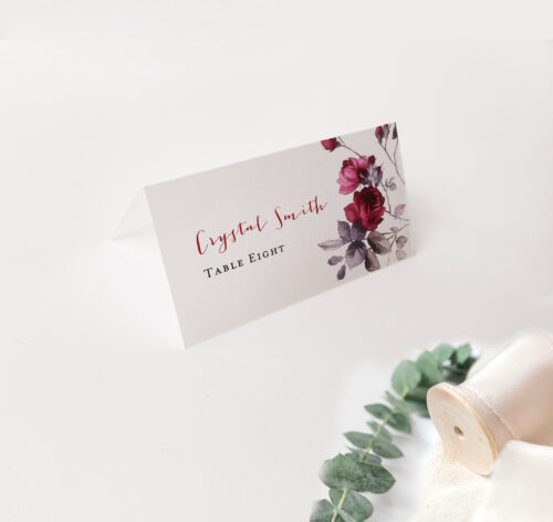 Floral placecard white