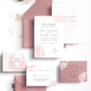 old rose envelopes with white stationery and baby pink flowers