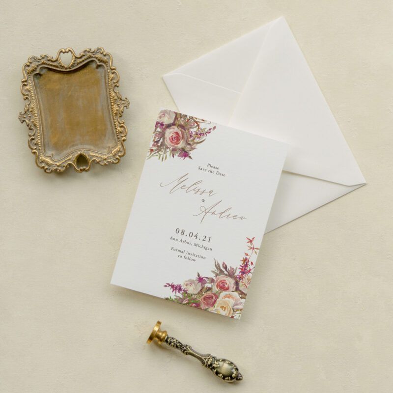 Save the date card - Enamoured design