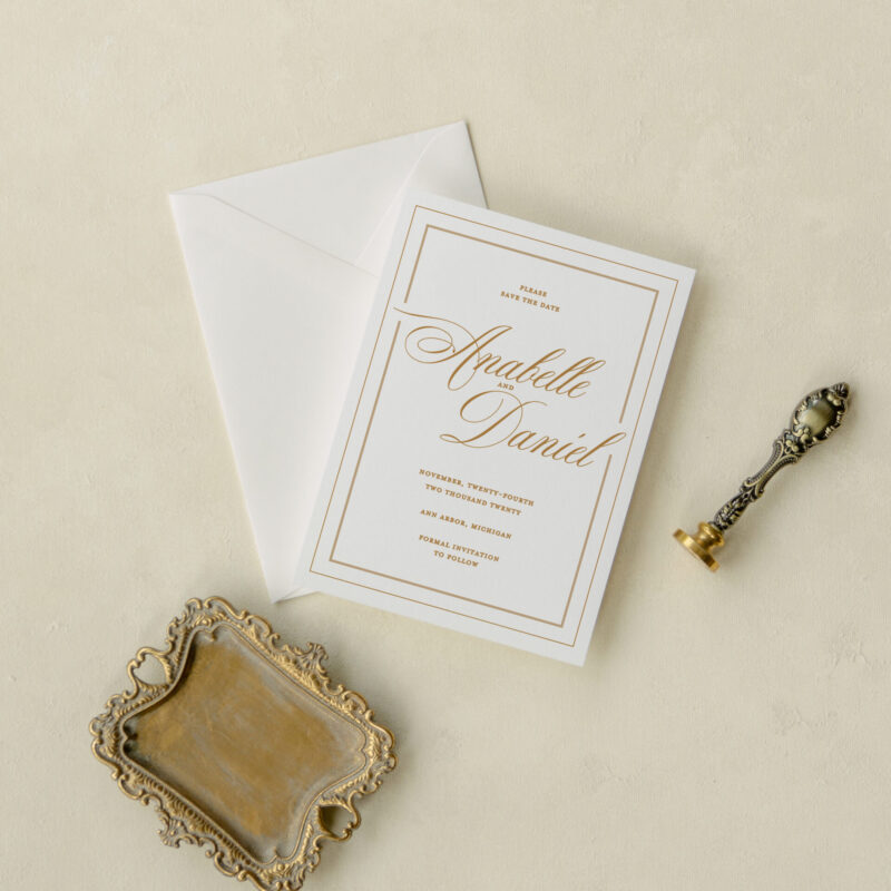 Save the date card - Marigold design