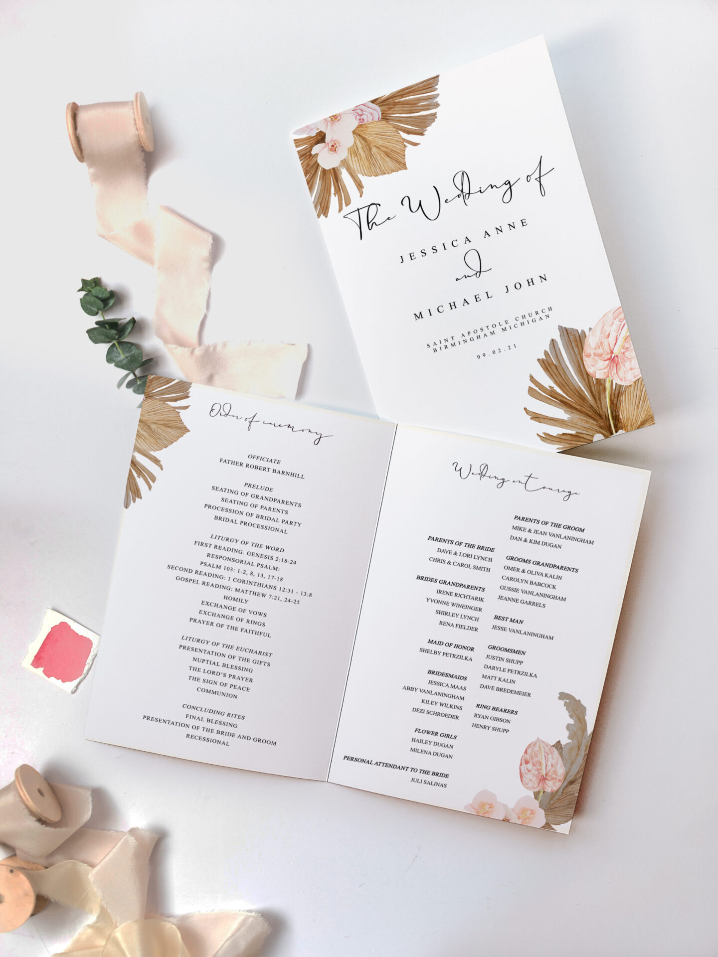 Folded Wedding Program Punta Cana Designed With Amore Wedding