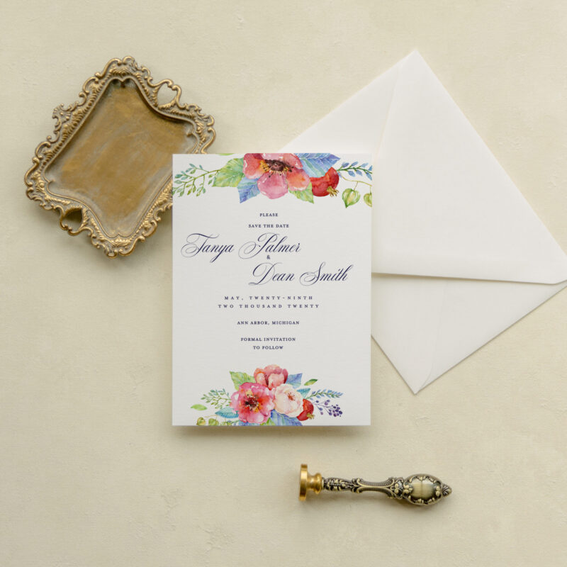 Save the date card - Thistle design