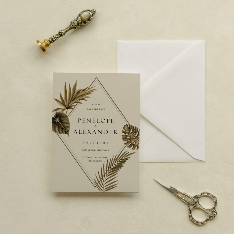 Save the date card - Madrid design