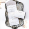 siena wedding invitation on tray