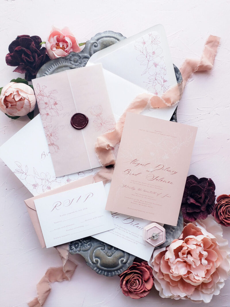 vellum organic wedding invitations