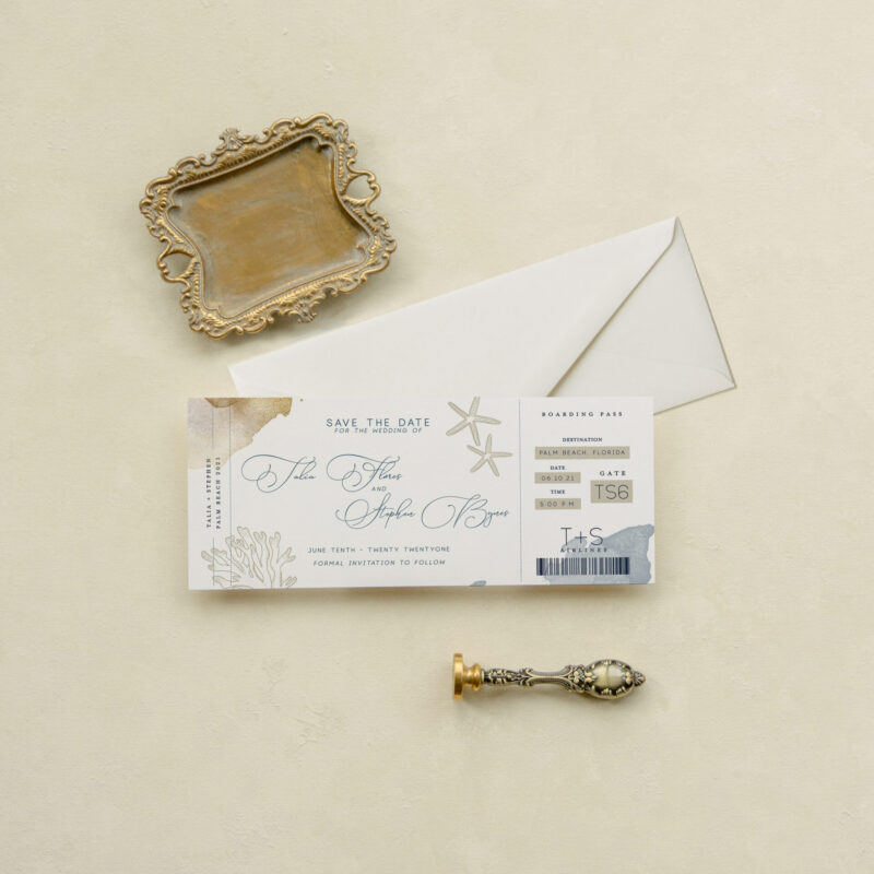 Save the date card - Seychelles design