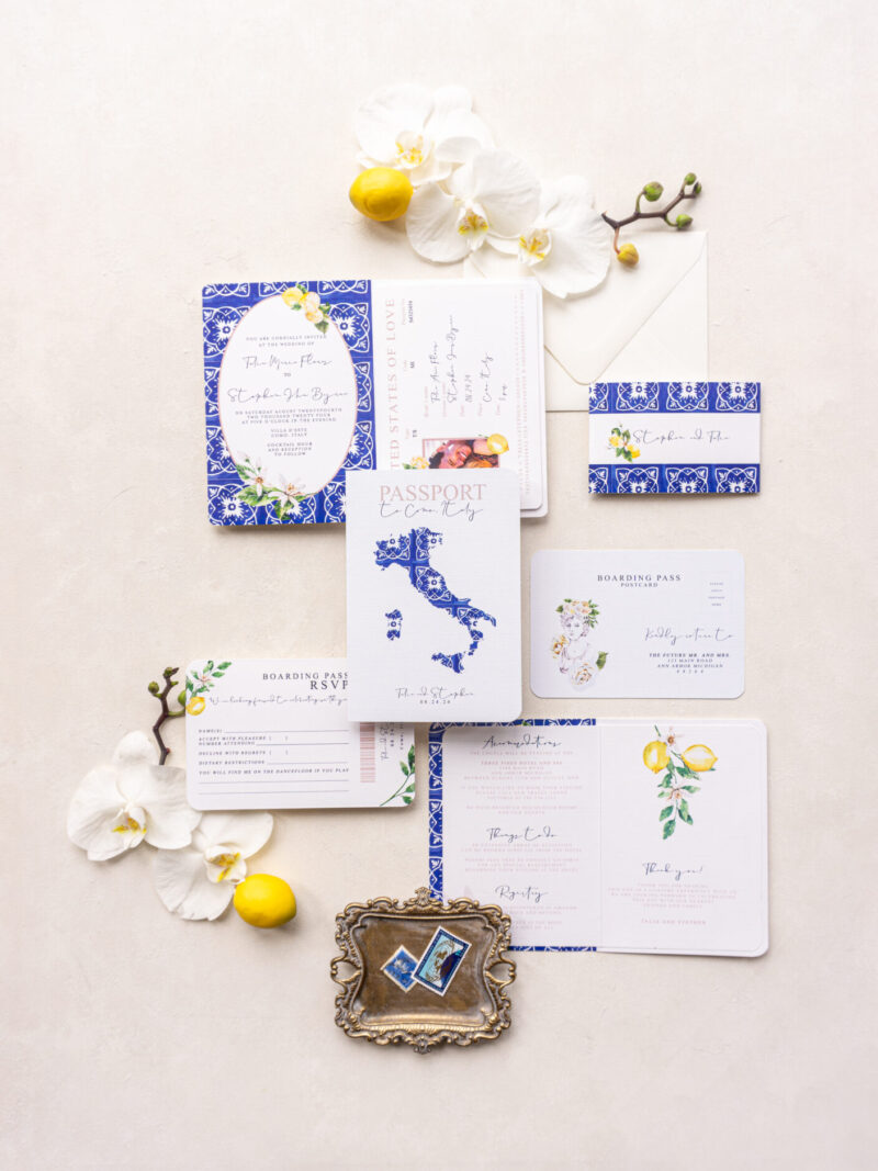 italian wedding invitation passport