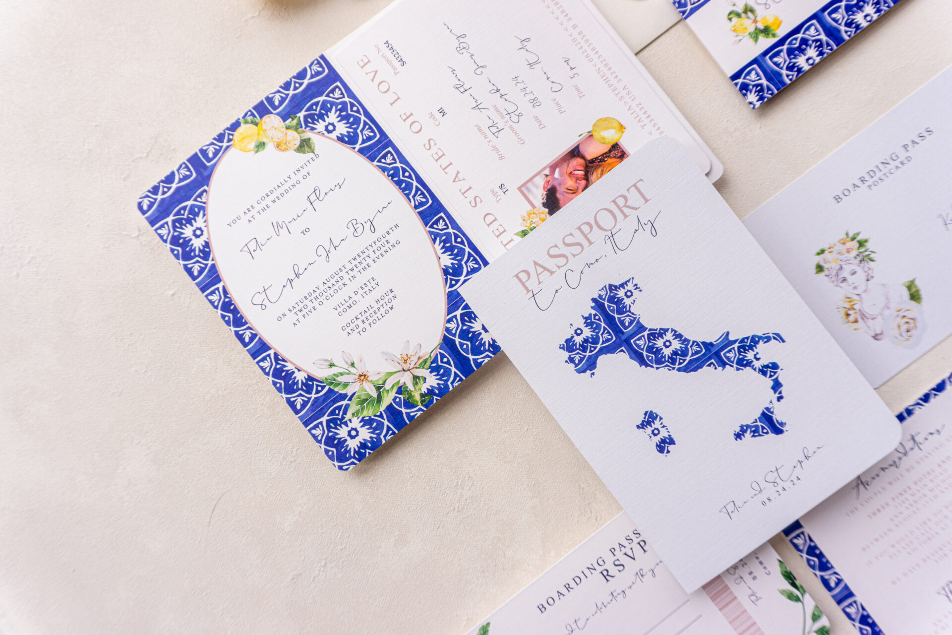 Italian Wedding Invitation, elegant wedding passport {Capri}