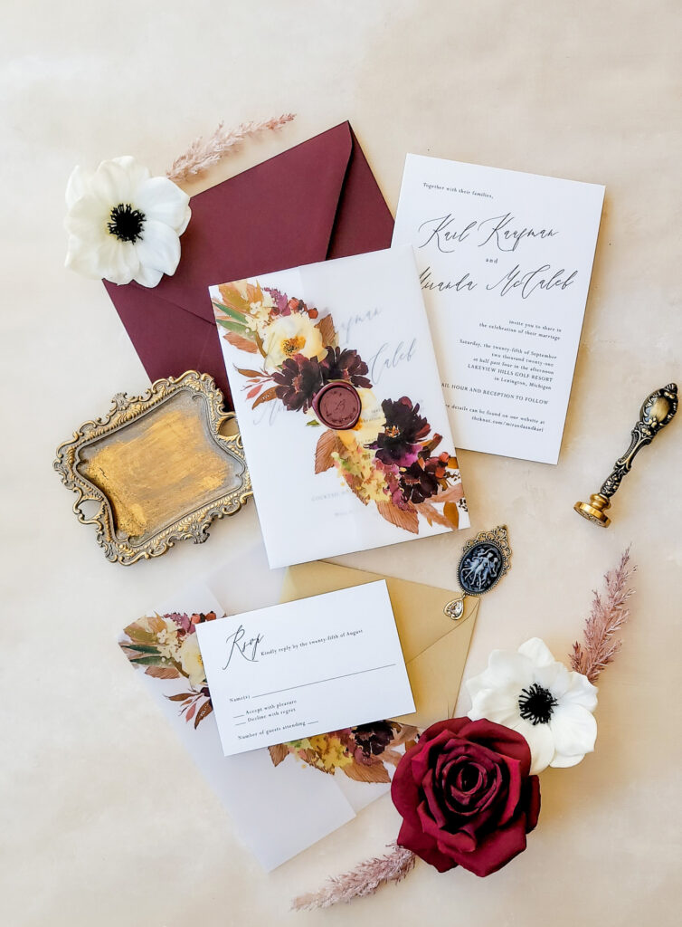 Purchase this listing to get a sample of our Minneapolis wedding invitation suite.

The sample includes:

• 5.25