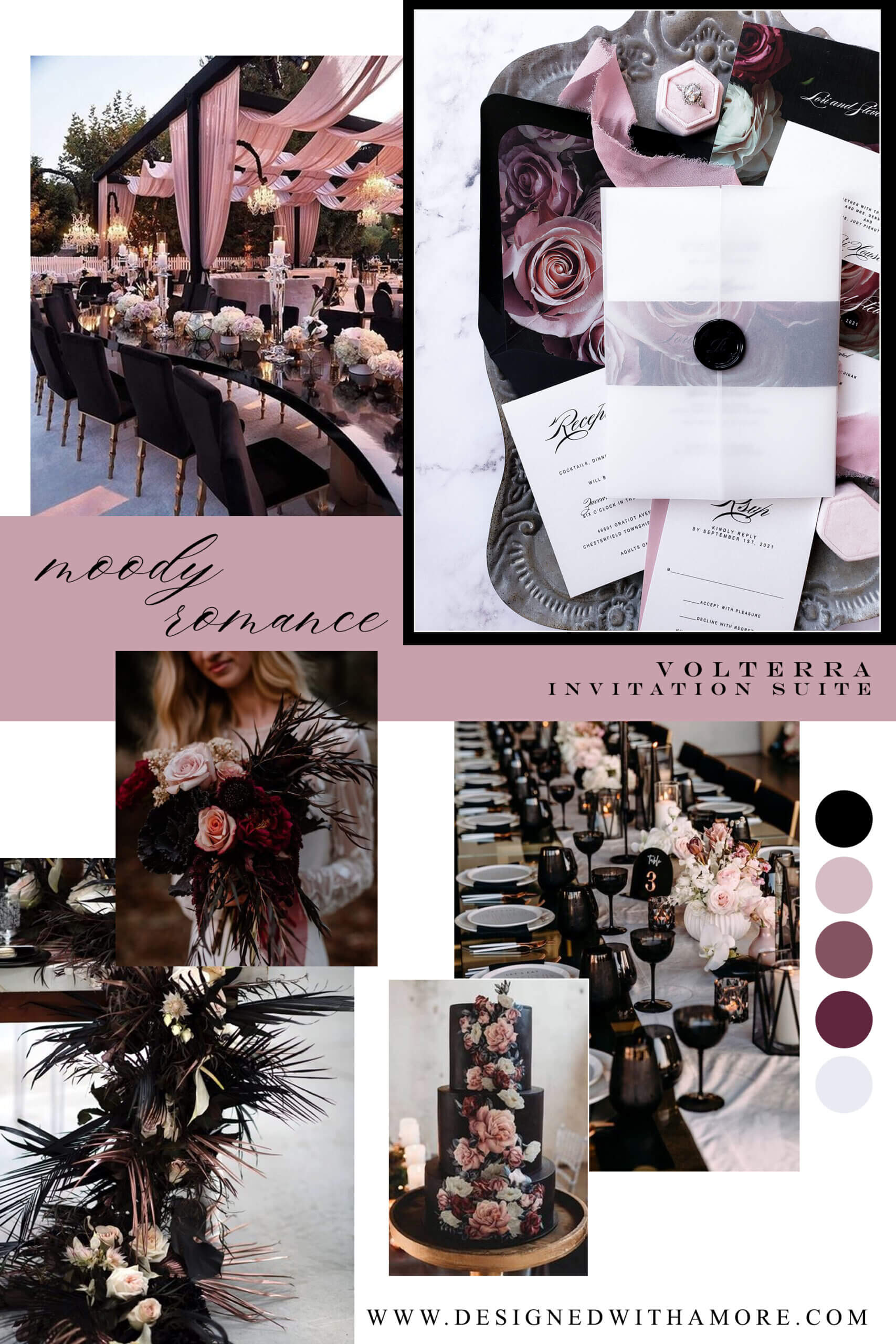 A black and pink wedding venue