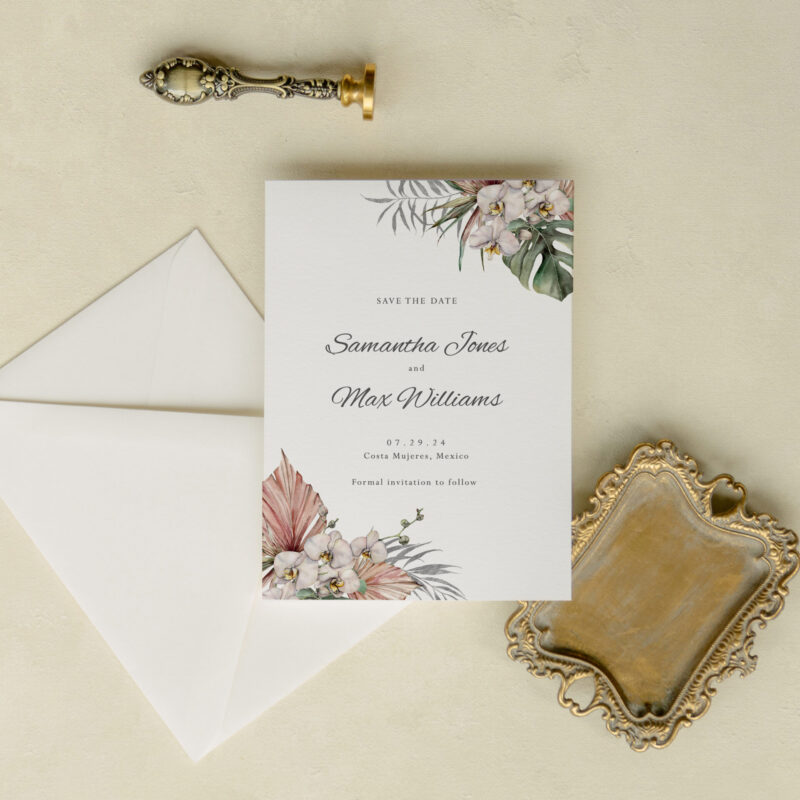 Save the date card - Antigua design