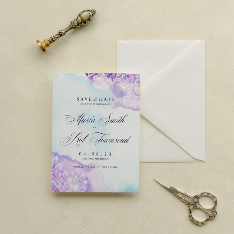 Save the date card - Seville design