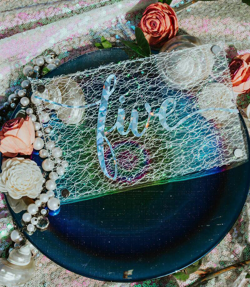 "Ariel" layered acrylic table number