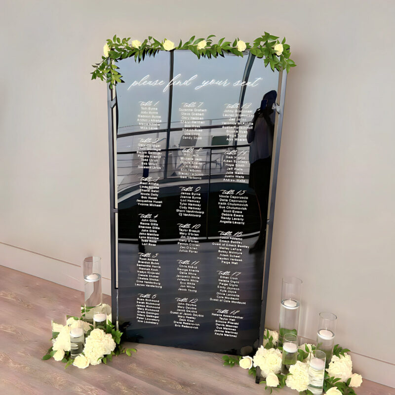 Couture black acrylic "Kimberly" seating chart