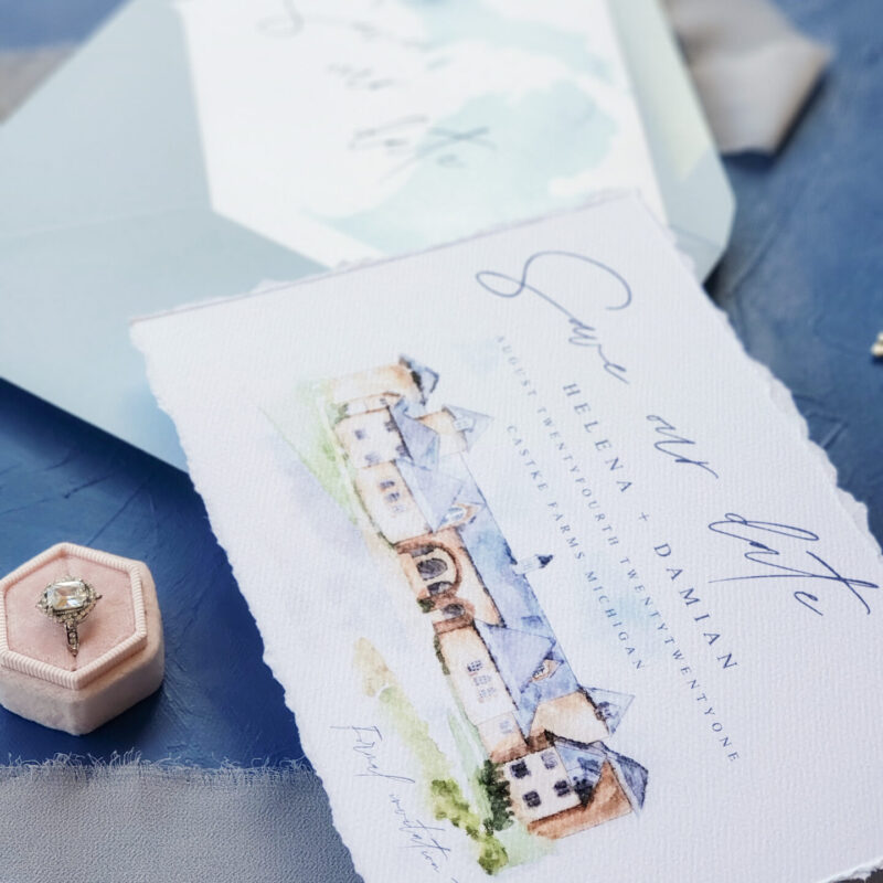 Custom Save the Date Cards by DESIGNED WITH AMORE with Photo and Vellum Options