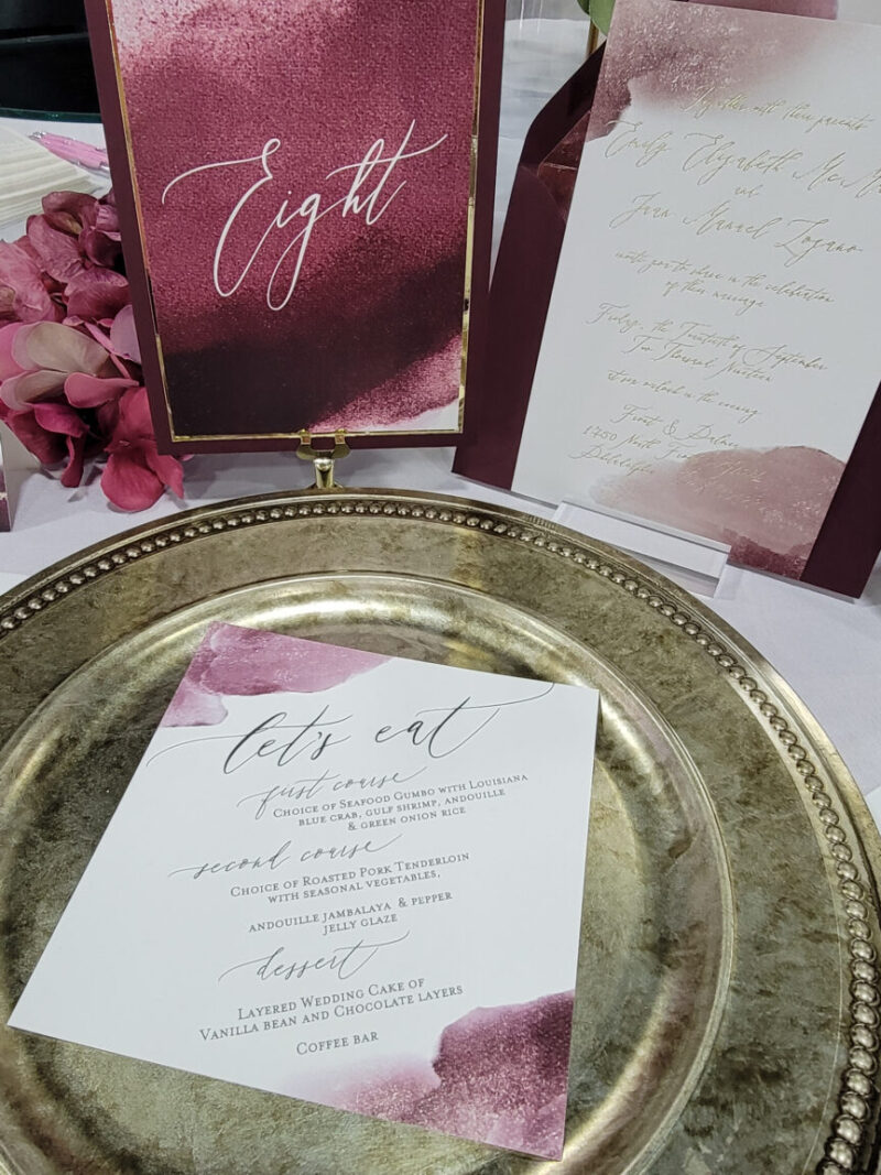 "Zurich" simple menu card and table number