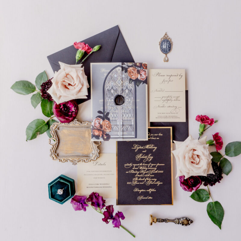 Couture "Alexa" vellum foiled invitation suite