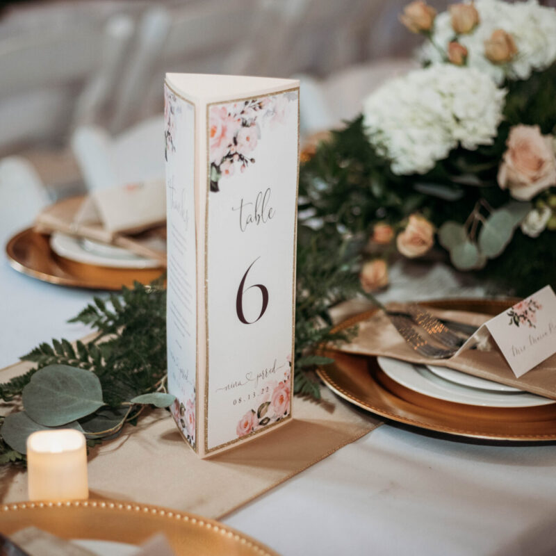 "Alexandria" trifold table numbers