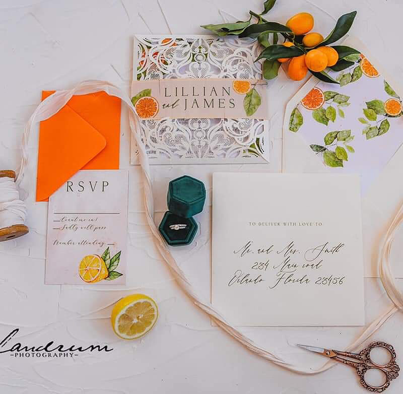 "Lillian" citrus inspired invitation