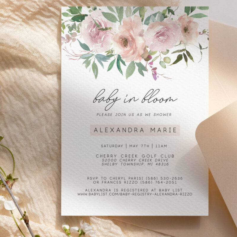 "Blooms" baby shower suite