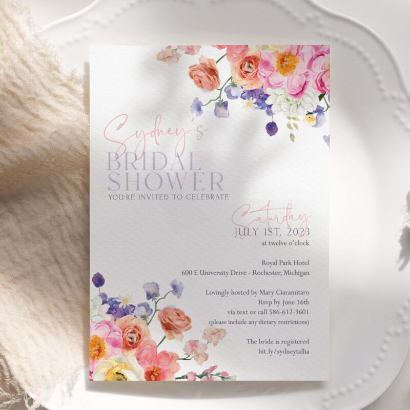 "Sydney" bright and vibrant shower invitation suite