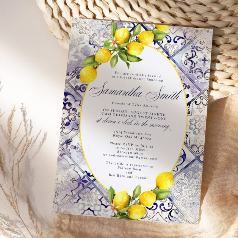 "Krista" lemon and ceramic tiles bridal shower