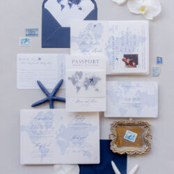 passport wedding invitations with map