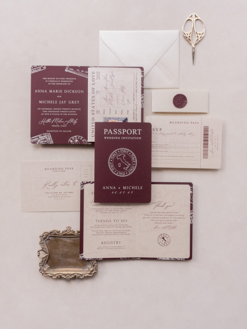 Italian passport wedding invitation