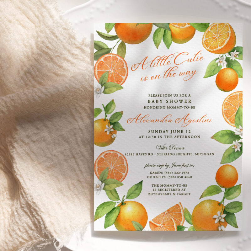 "Cuties" baby shower invite