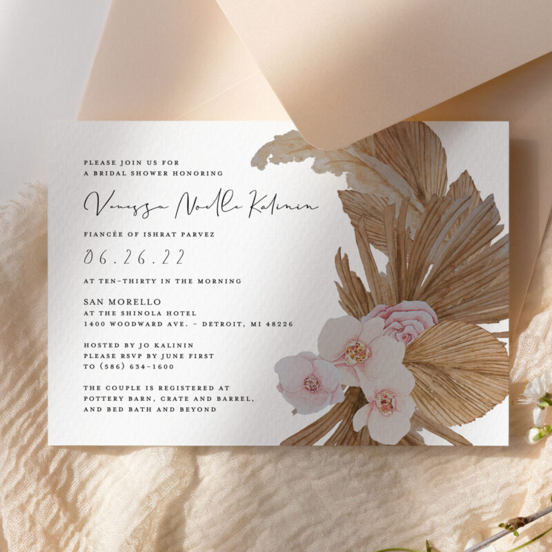 "Vanessa" pampas grass invite (Punta Cana design)