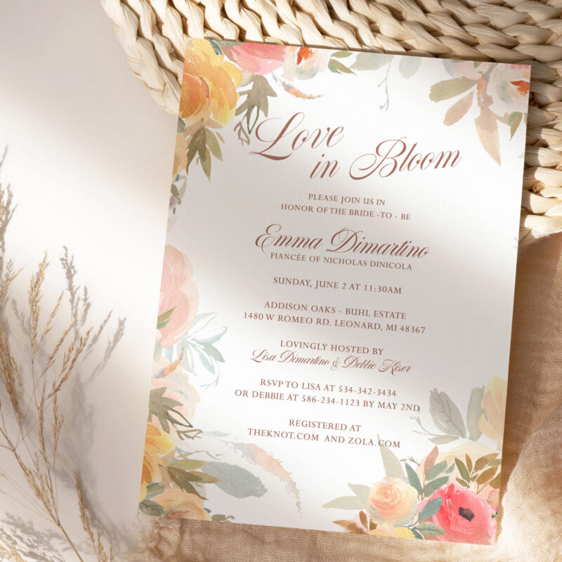"Faded" love in bloom invite